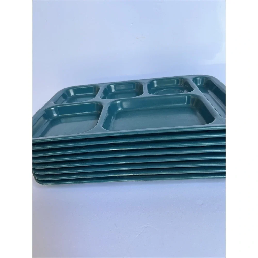 VTG Set x8 Sun Coast Dallas Ware Teal School Cafeteria Lunch Trays Melamine